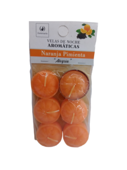 (Naranja Pimienta) Velas de Noche Arom. x 6 Colgable